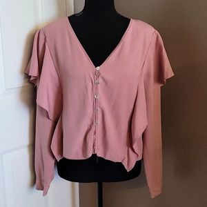 ZARA Pink Flowy Blouse